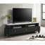 Modern Sleek Faux Marble Accents Silver-tone Legs TV Stand