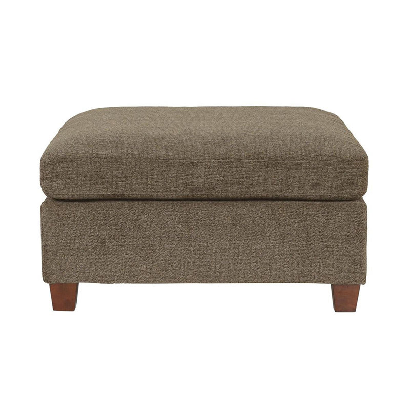 Square Chenille Cocktail Ottoman, Brown