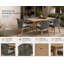 Ensemble repas d'extérieur en bois d'acacia pour 6 personnes avec coussins 7 pièces Daveney - Table de patio rectangulaire avec chaises tissées et trou pour parasol - Gris-633118465