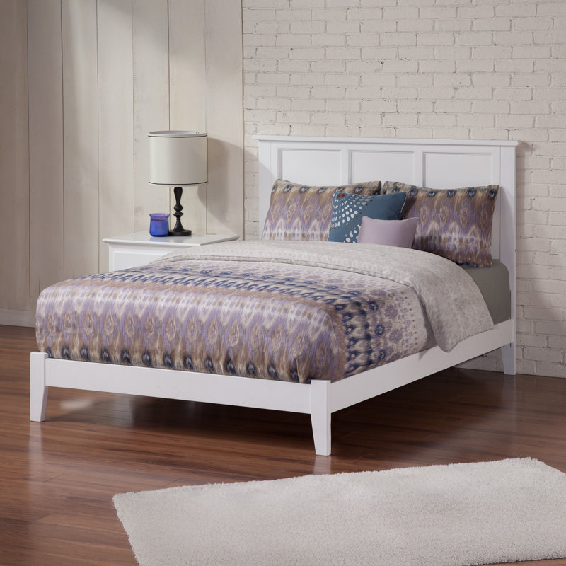 Madison Low Profile Solid Wood Platform Bed, Full, White