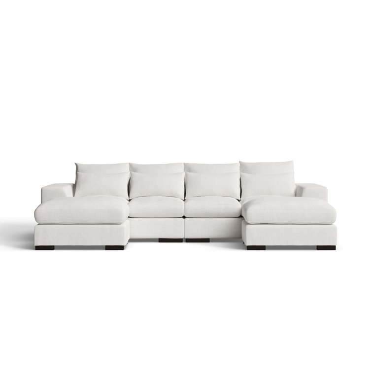 Tatman Linen Blend Sectional with 2 Ottomans
