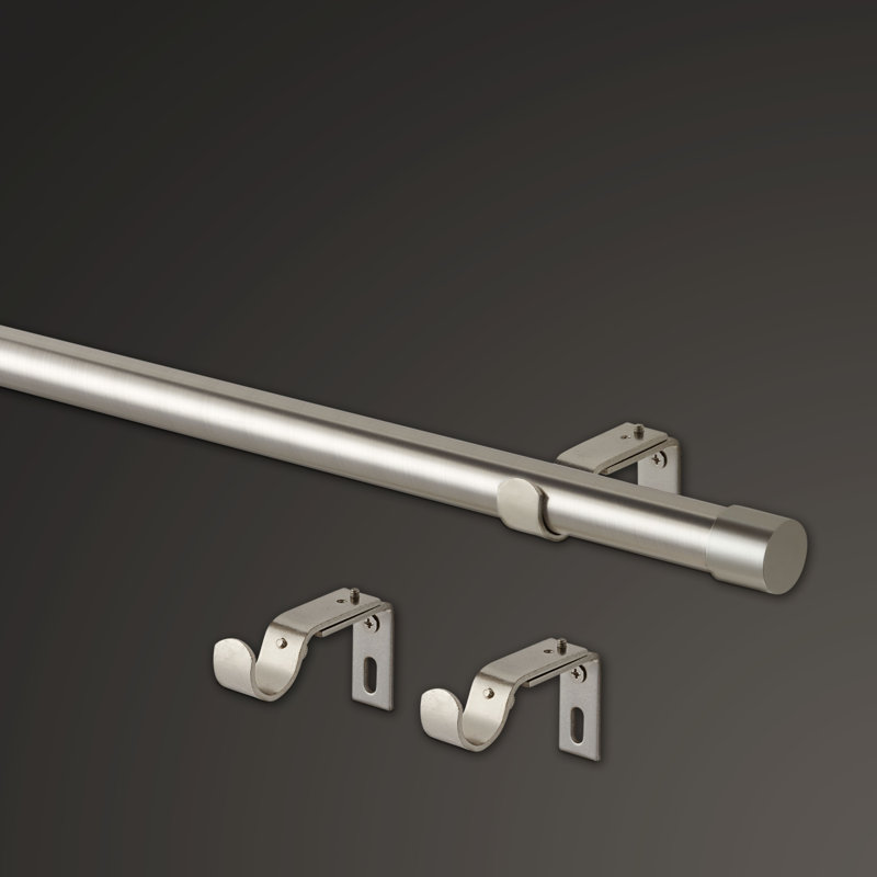 Nickel Adjustable Curtain Rod Set with Modern Endcap Finials