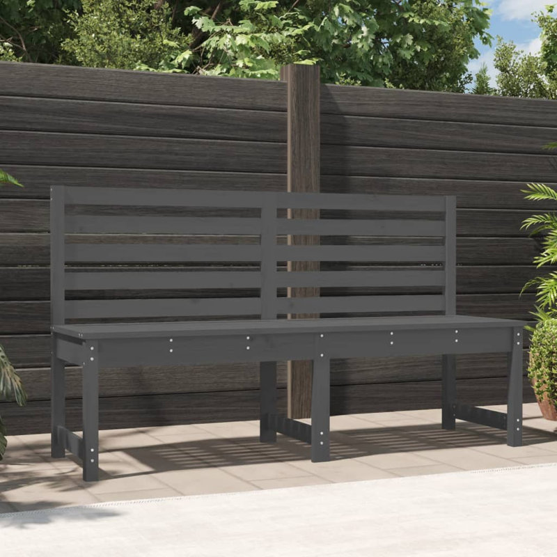 Plattekill Solid Pine Wood Outdoor Bench, 91.5cm H x 157.5cm W x 48cm D, Grey