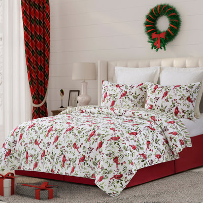 Rosalind Winter Cardinal Reversible Cotton Quilt Set
