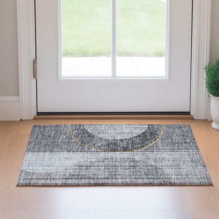 Premium Machine Washable Prisco Charcoal Rug