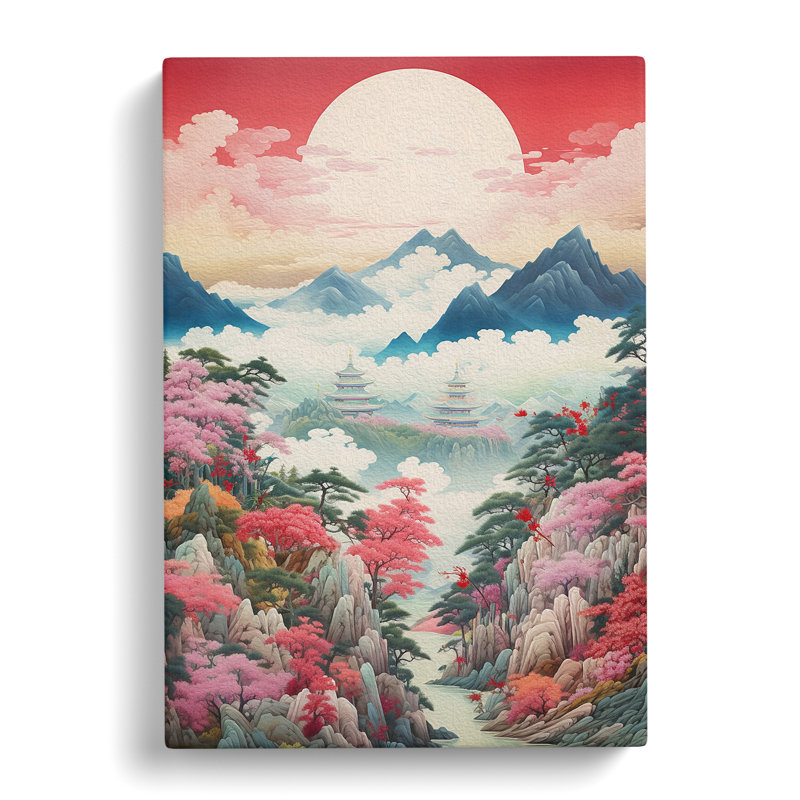 Japanese Mountains Rococo - No Frame Print, 50cm H x 35cm W x 3cm D