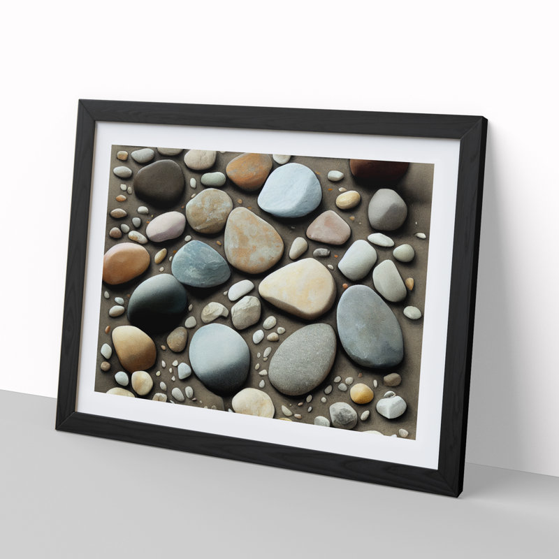 Great River Pebbles - Print, 46cm H x 64cm W, Black