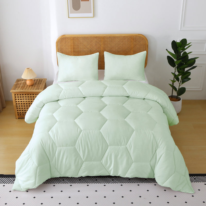 Ensemble d'édredon en microfibre Better Style Home, Vert clair, Édredon pour lit simple + 1 taie décorative stan
