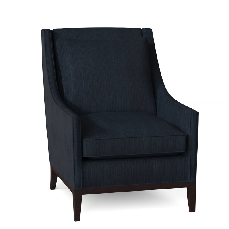 Eastside Linen Cotton Slipcovered Wingback Chair, Wetherspoon Red/Blue, Black Walnut