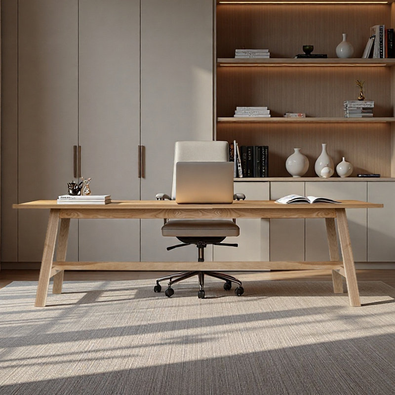 Bureau rectangulaire en bois de frêne blanc massif, H 29,53 po x l 94,49 po x P 35,43 po