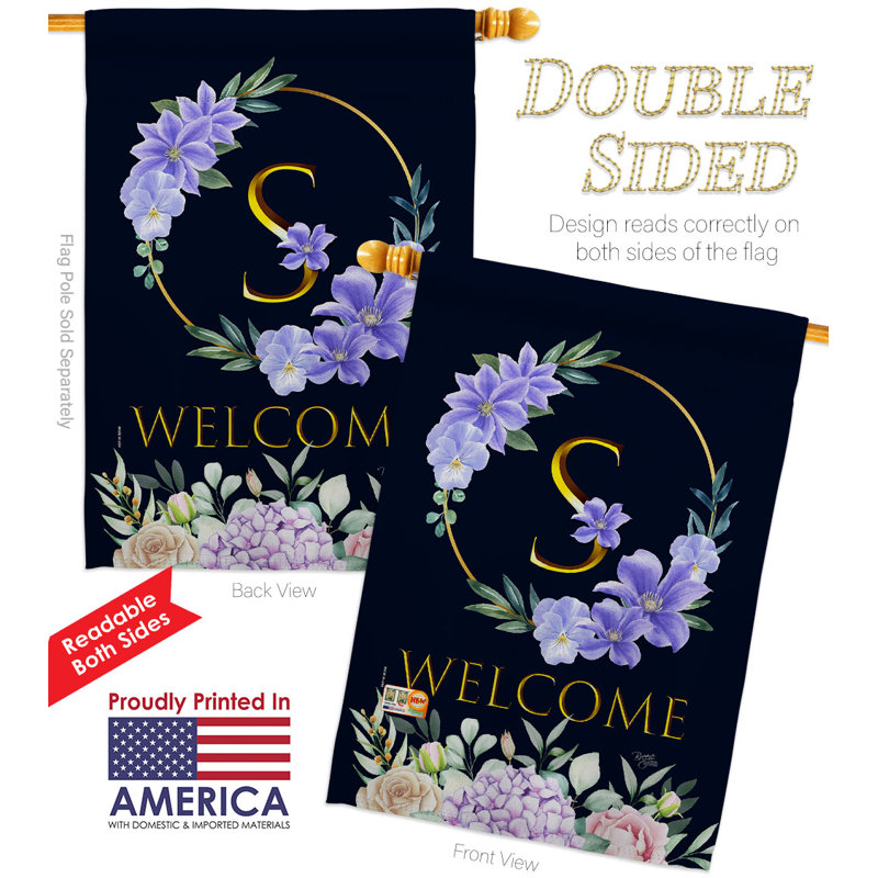 Drapeau de maison en polyester 40 x 28 po Welcome, S