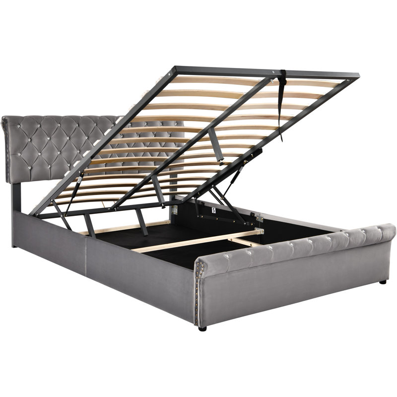 Petersville Upholstered Ottoman Storage Bed, European Double (140 x 200cm)