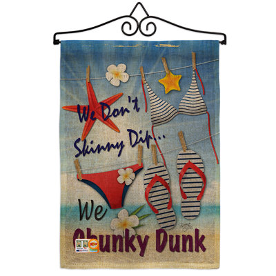 « dunky fun », un en toile jute à 2 côtés de 19 x 13 po de hauteur et de soleil drapeau de jardin