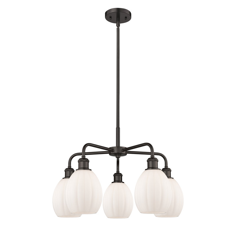 Lustre sphérique à 5 lumières Lelystad, Blanc mat, Bronze huilé