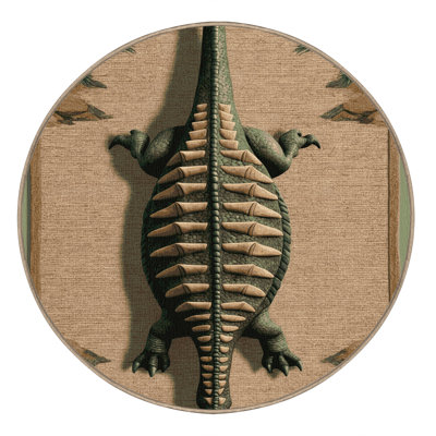 Tapis beige dinosaures lavable à la machine