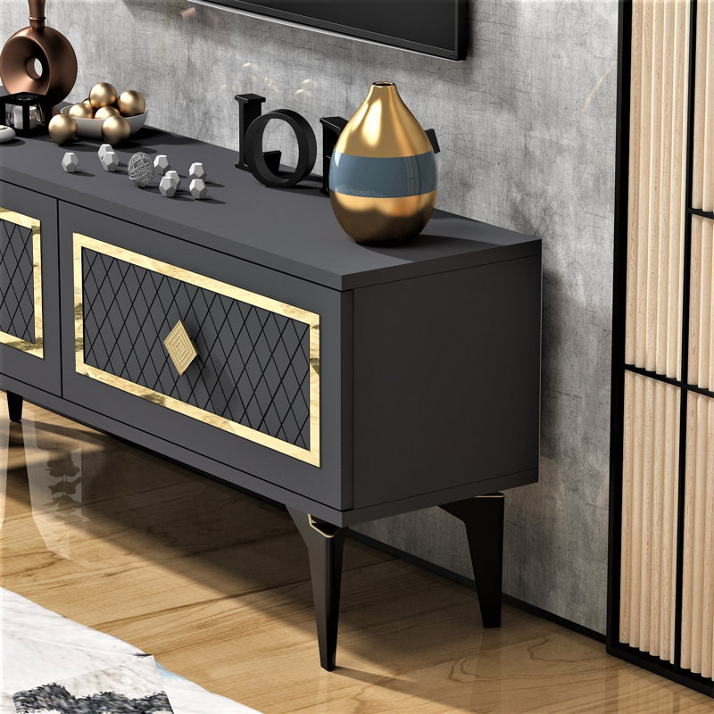 Olivia TV Stand for TVs up to 50", Grey/Gold