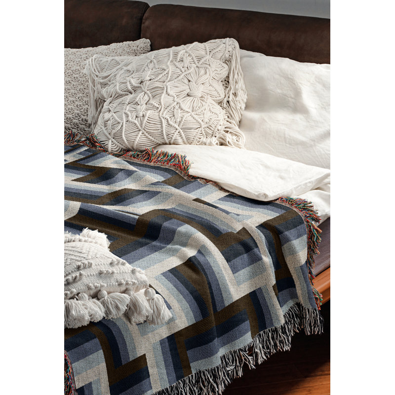 Jeté en mélange de coton Jansen, L 80 po x l 60 po, Marine