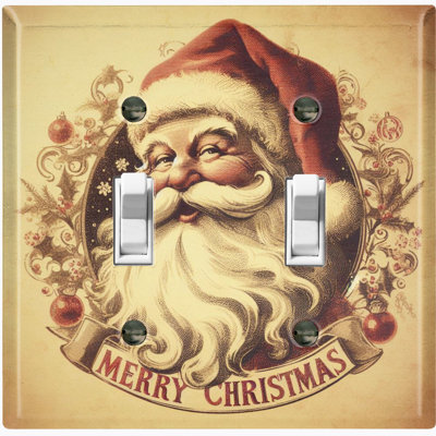 Plaque murale standard Merry Christmas Santa Claus Biege