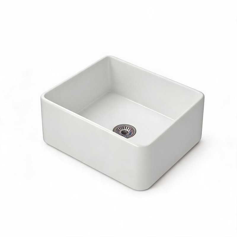 24 inch White Ceramic Farmhouse Kitchen Sink with Deep Apron Front and Undermount Installation