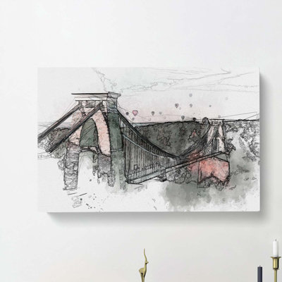 Clifton Suspension Bridge in Bristol in Abstract - Wrapped Canvas