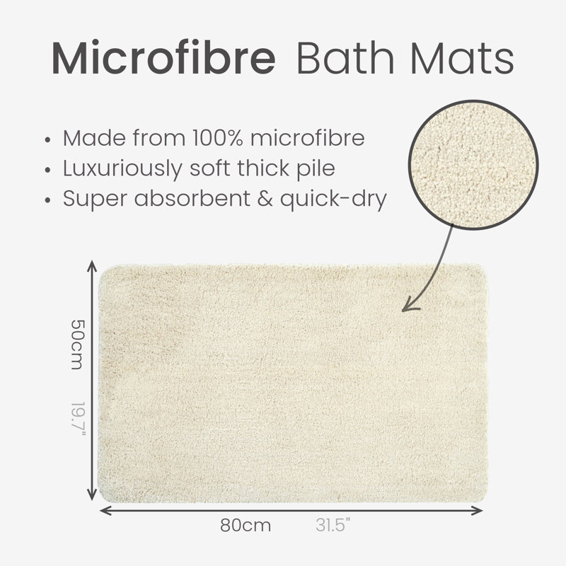 Jordan Microfibre Non Slip Bath Mat, Cream