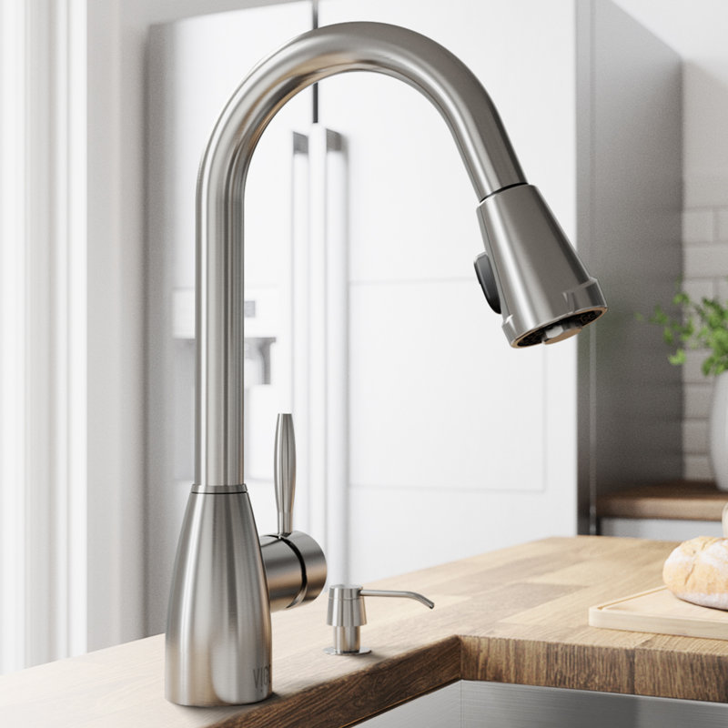 Robinet de cuisine à pulvérisateur rétractable à 1 poignée et 2 fonctions H 16 po Graham, Acier inoxydable