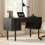 Ensemble de bureau à domicile 2 pièces : bureau de direction de 137 cm avec multiprise et bibliothèque ouverte de 185 cm avec 2 portes, noir-1975105909-1975105910