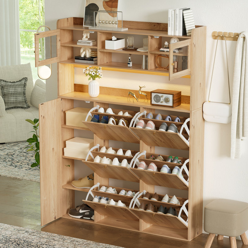 24 - Pair Shoe Storage Cabinet, Natural