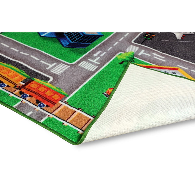 Furnish my Place Schaible 763 City Map | HD City Street Map Kids Rug | Washable Floor Mat | Playroom & Kindergarten | Contemporary Design | Multicolor