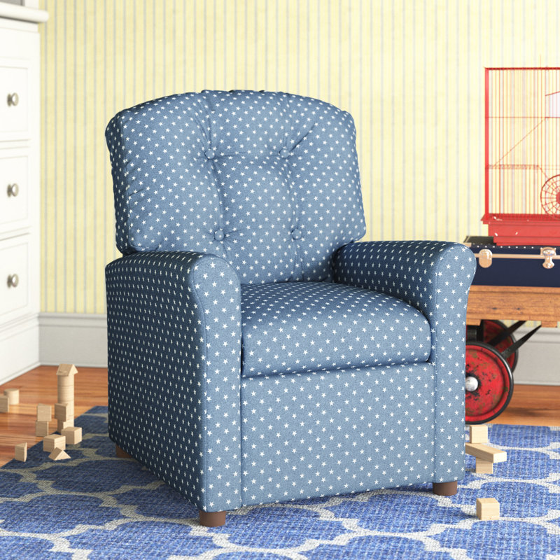 Cyinthia Kids 13'' Recliner and Ottoman, Navy