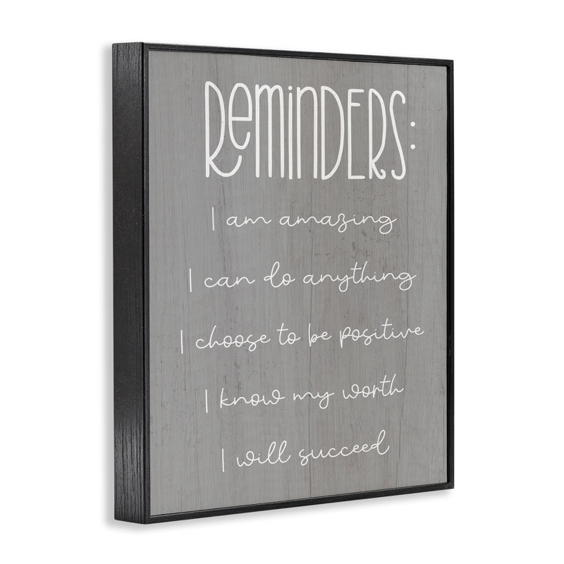 «Self Confidence Reminders», estampe numérique encadrée par Lil 'Rue bh-858, H 14 po x l 11 po, Giclée encadrée noir minuit