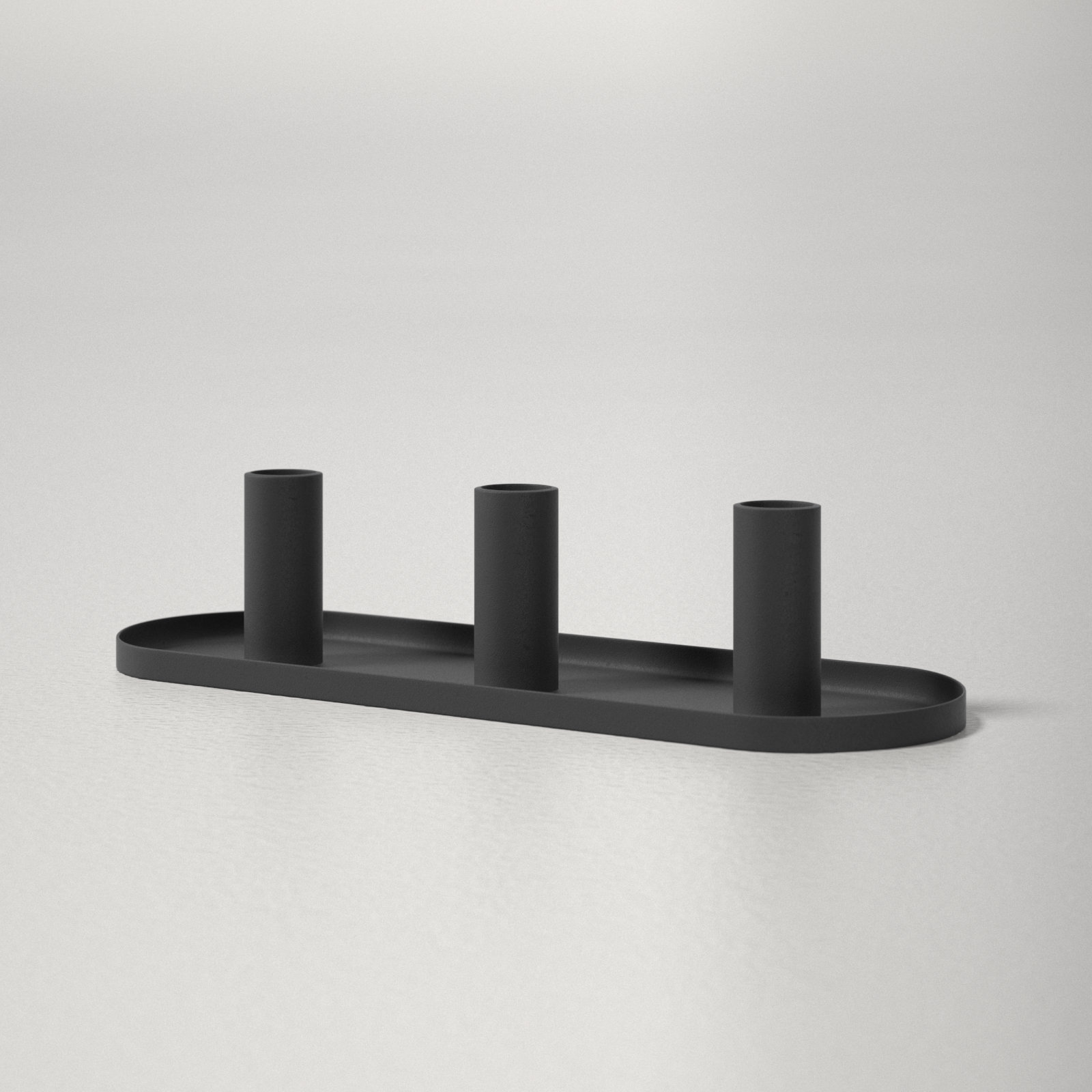 3-Piece Aluminum Candlestick Set, Black