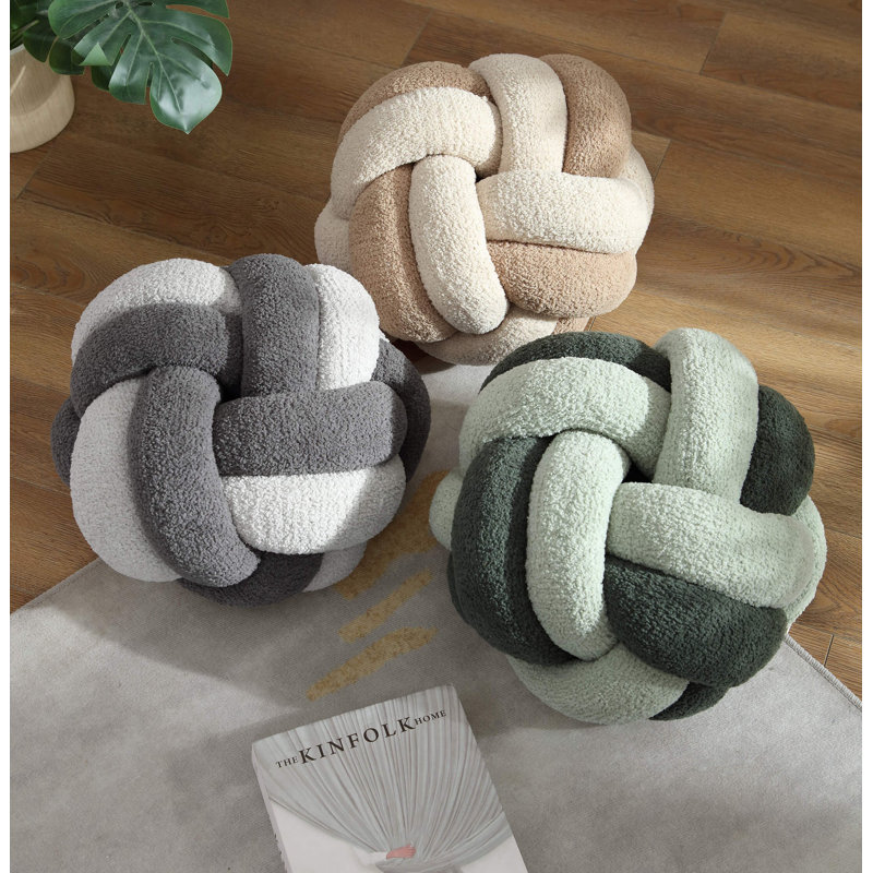 Knot Circular Pillow Cover & Insert, Granite/Cloud Gray
