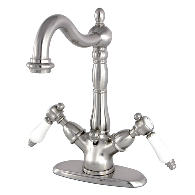 Robinet de salle de bain avec ensemble de drain bel air central à, Nickel brossé