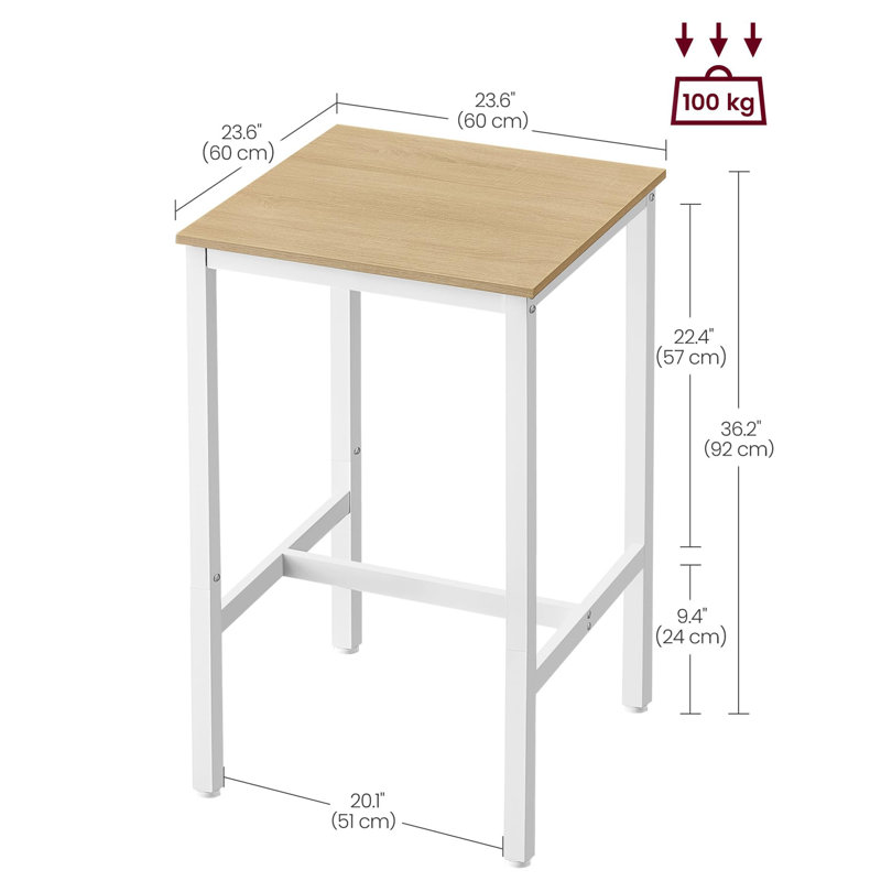 Belldas Square 2 - Person 60cm L Outdoor Standing Height Table, White, Oak Beige