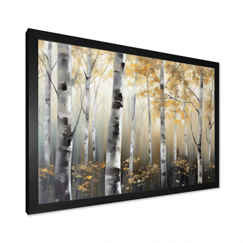 Mackavelli Birch Tree Dense Forest III - arbre, art mural, Cadre noir, H 12 po x l 20 po x P 1 po