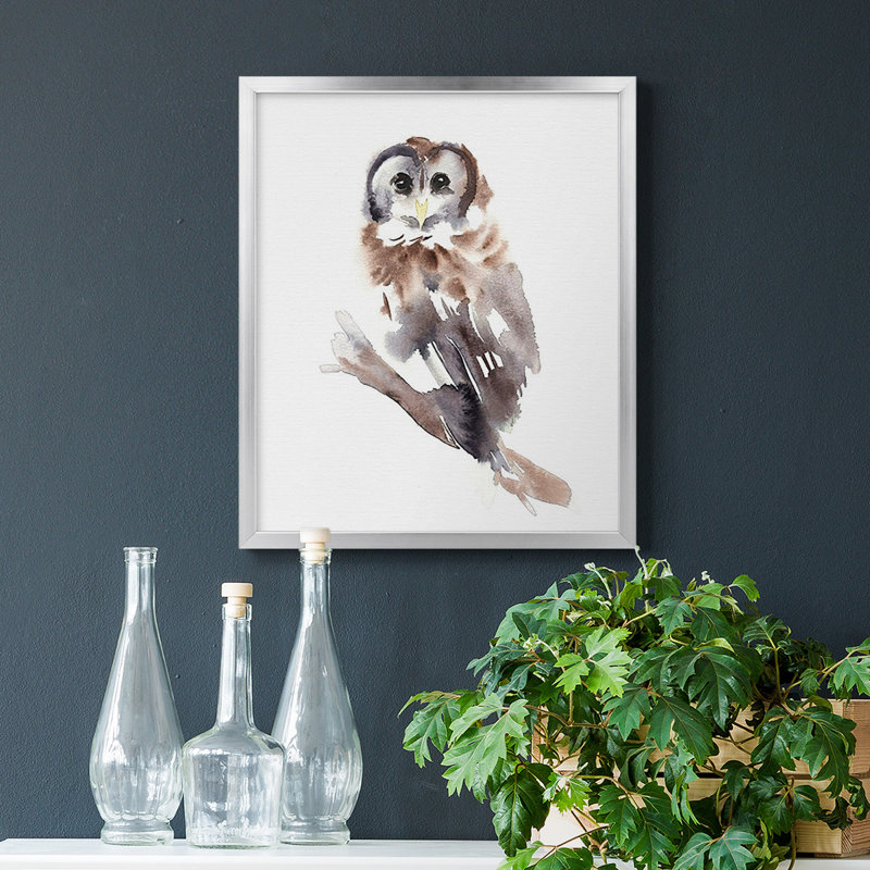 Toile encadrée de qualité supérieure Barred Owl Impressions II - prête à être accrochée, Argent, H 24 po x l 20 po