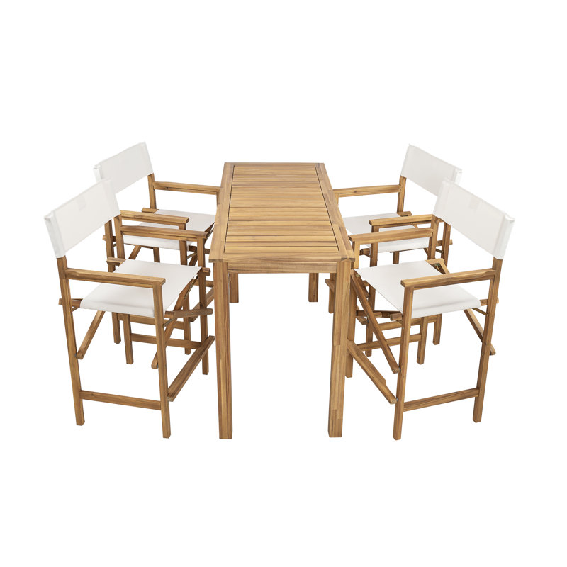 Masayushi Patio Acacia Wood Counter-Height Dining Table Set