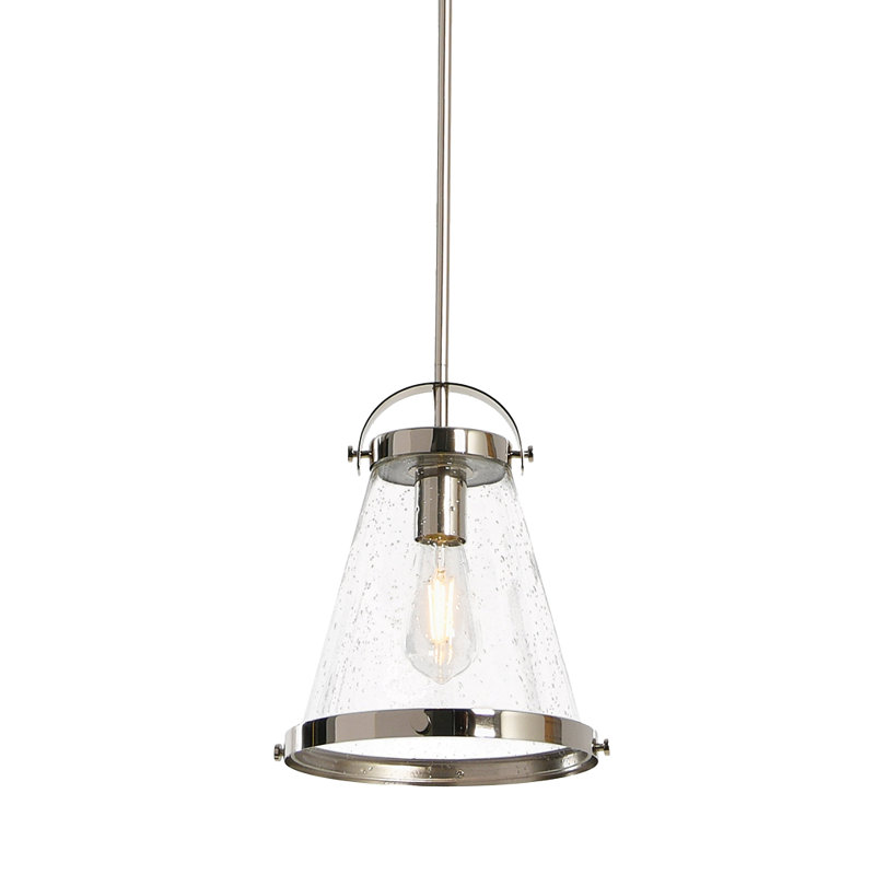 Robert Stevenson Lighting Wesley - Metal and Seedy Glass Ceiling Light, Silver