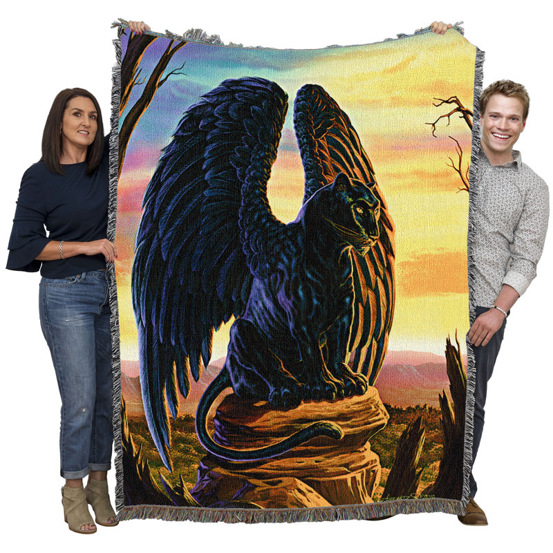 Pure Country Weavers The Obsidian Guardian Panther Blanket by Ed Beard Jr - Gift Fantasy Tapestry Throw Woven from Cotton - Made in The USA (72x54)