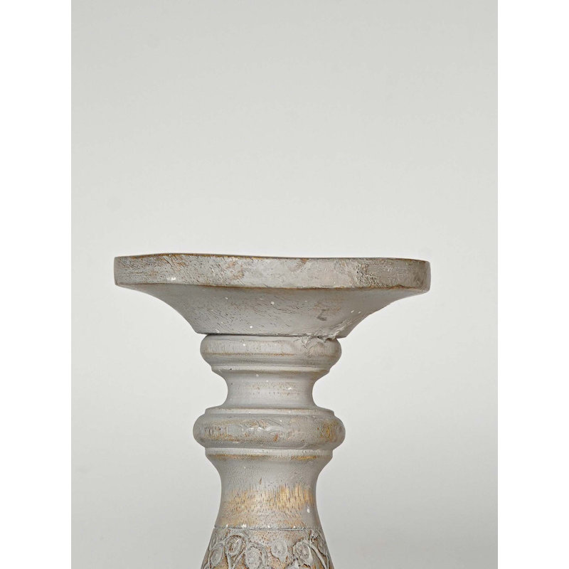 15'' H Wood Tabletop Candlestick, 2