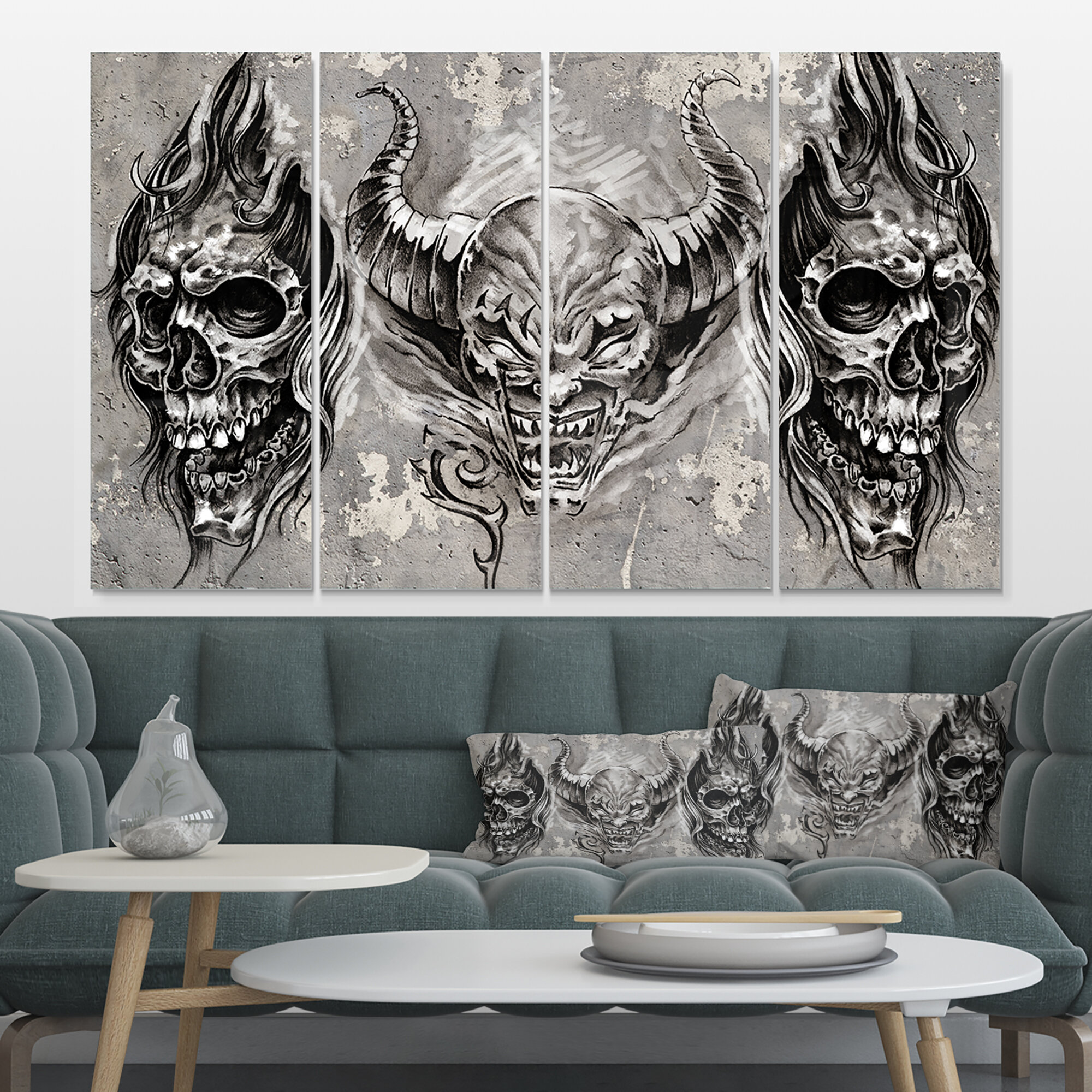 Bless international Demons Tattoo Sketch On Metal Pieces Painting  Wayfair