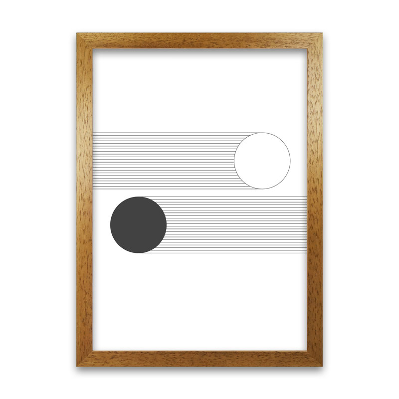 Mid Century Bauhaus Abstract Black And White - Print, Oak Frame, 30cm H x 21cm W x 3cm D