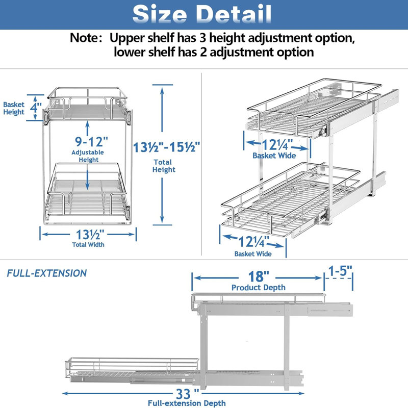 Rangement à 2 niveaux pour armoire coulissante, H 15 po x l 13 po x P 18 po
