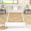Lit plateforme simple en bois avec tête de lit-129390593