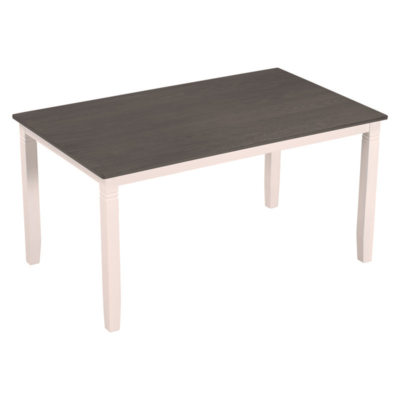 Ensemble de table de salle à manger en bois 6 pièces avec banc rembourré et 4 chaises de salle à manger, style campagne, gris et blanc