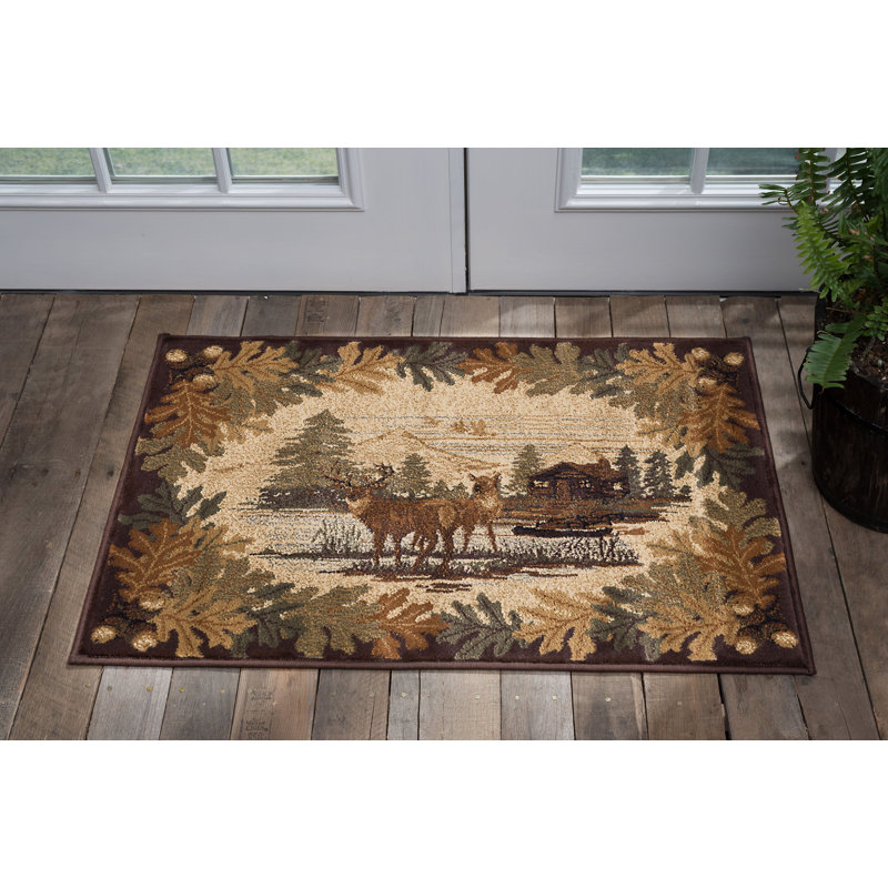 Tapis brun et beige de style Sud-Ouest, Rectangle 2 pi x 3 pi