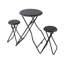 Ensemble table d'appoint et sièges pliables 3 pièces, table de 146 cm avec 2 sièges, fer noir, pieds pliables