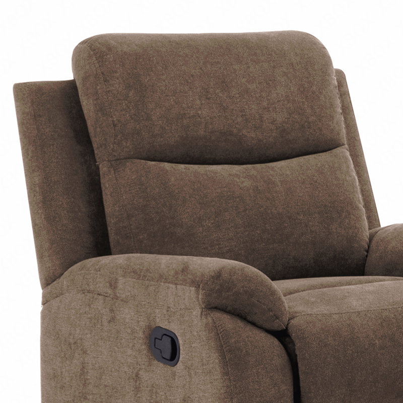 Fauteuil inclinable en tissu de luxe brun Ronald - structure en acier de bois franc, ressorts revêtus de mousse, coussins à plateau-coussin