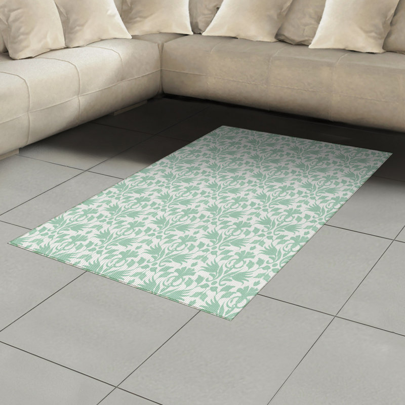 Aqua High Density Long Fiber Poly Threads Decorative Area Rug Carpet, Rectangle 4' x 5'8"
